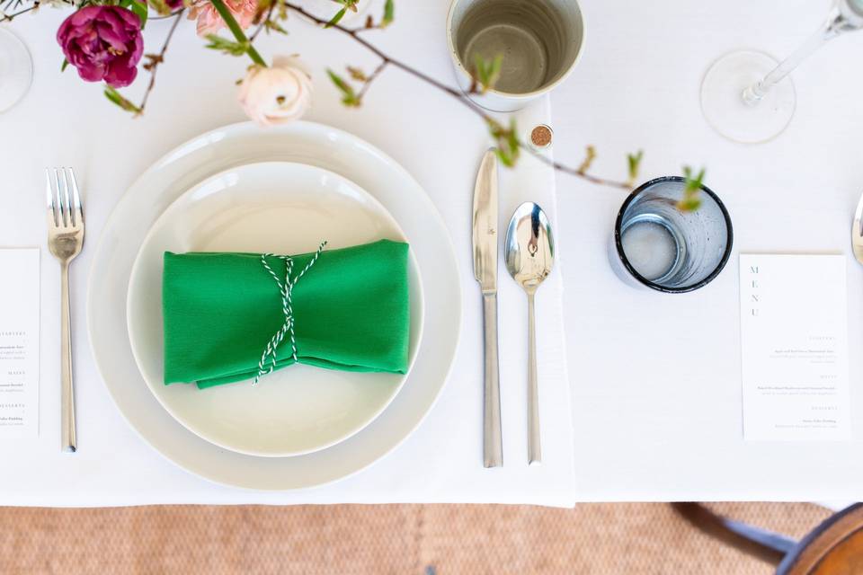 Mint Green napkins.