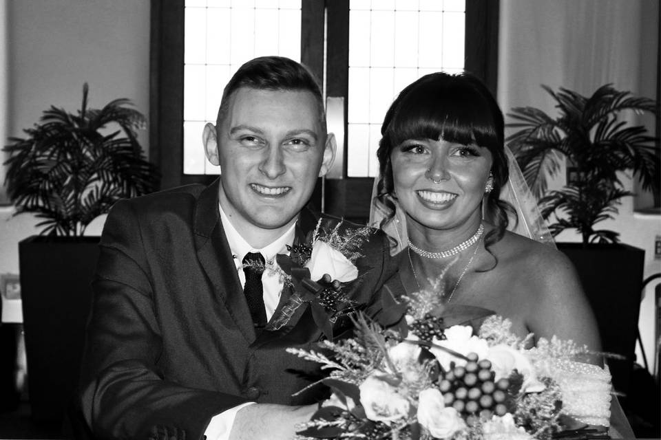 Wedding couple in monochrome