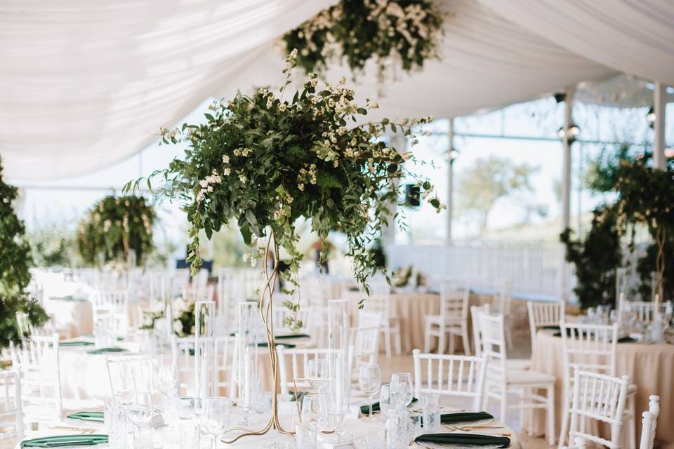 Lined wedding marquee