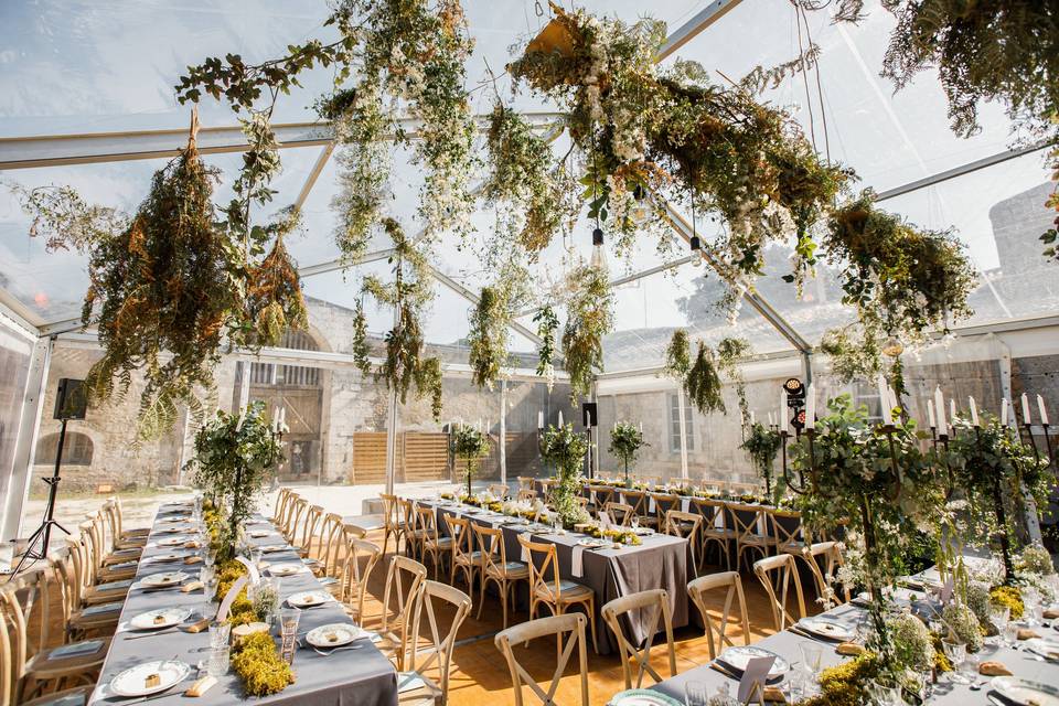 Unlined wedding marquee