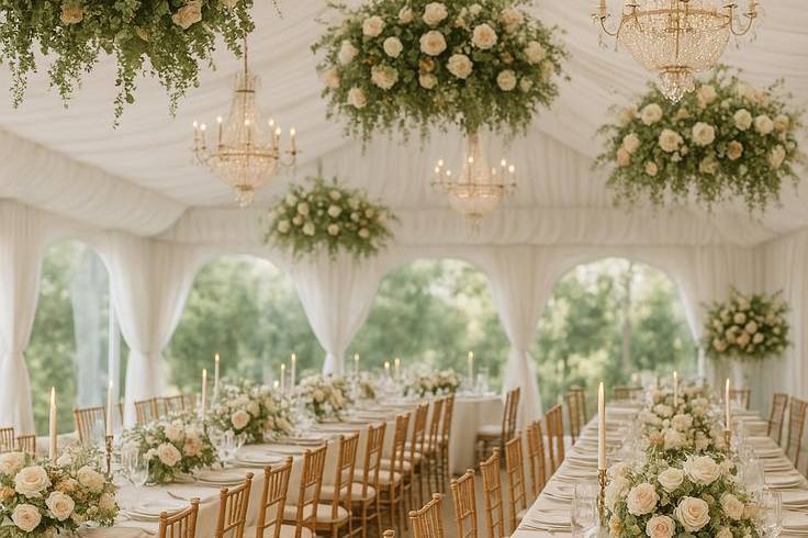 Wedding marquee lined
