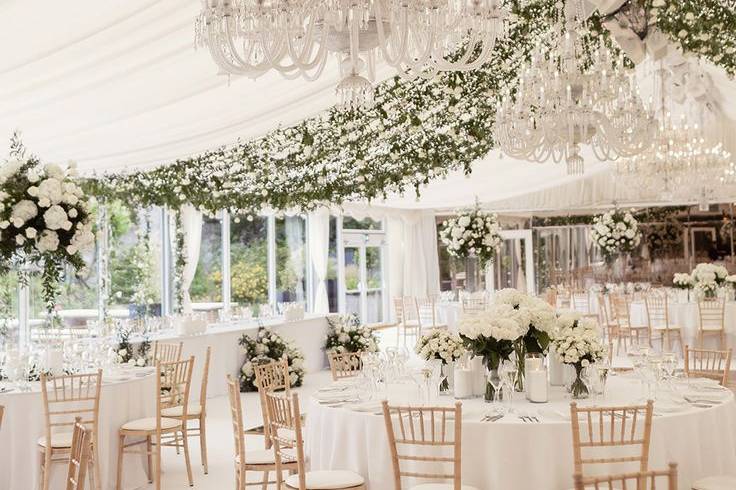 Marquee with chandeliers