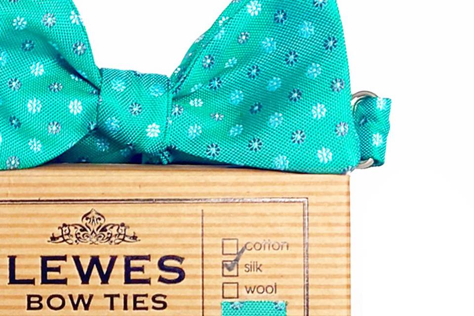 Aqua silk bow tie