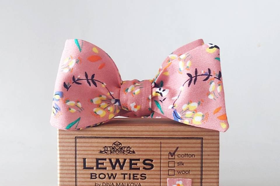 Blush pink floral bow tie
