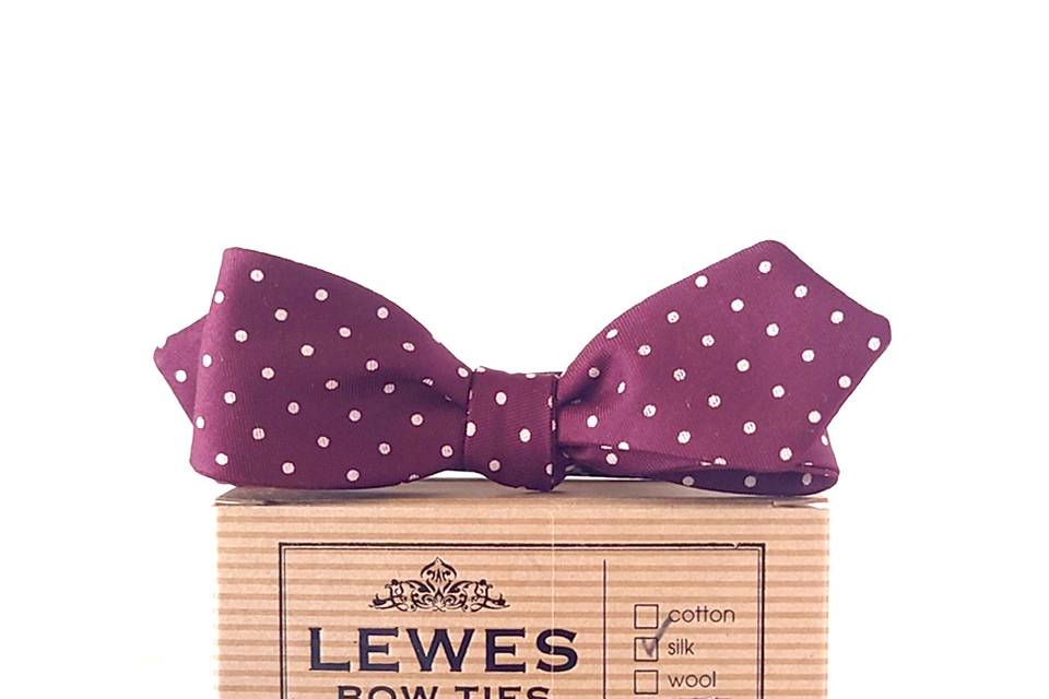 Burgundy skinny polka dot bow