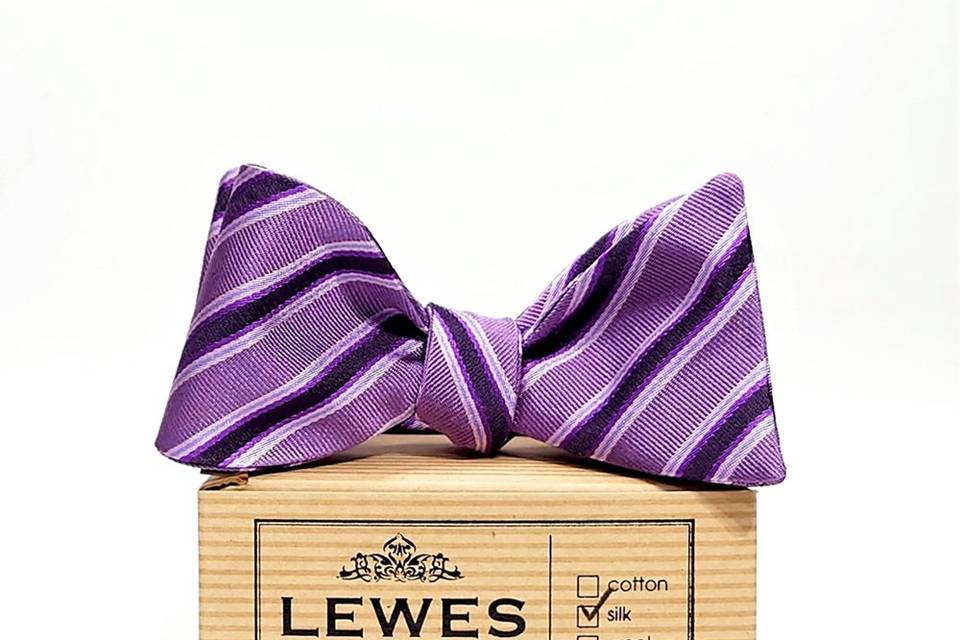 Purple striped silk bow tie