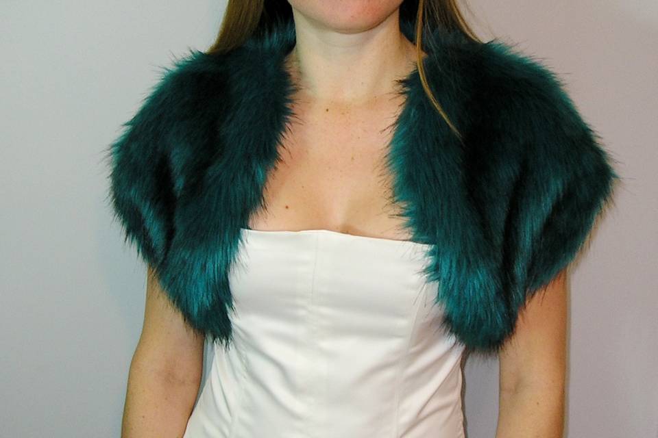 Teal Long Pile Shrug