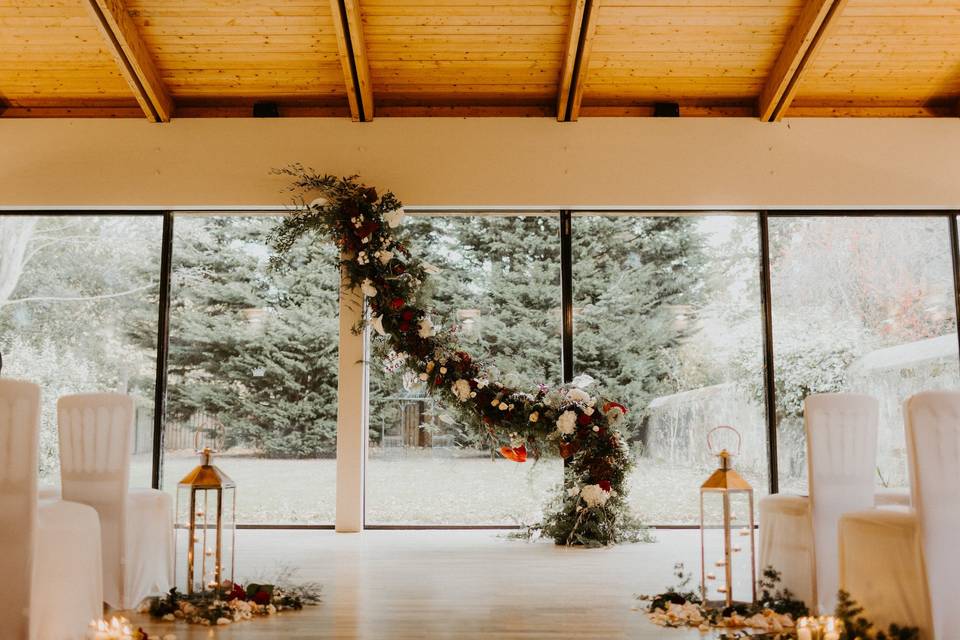 Chapel with Floral backdrop