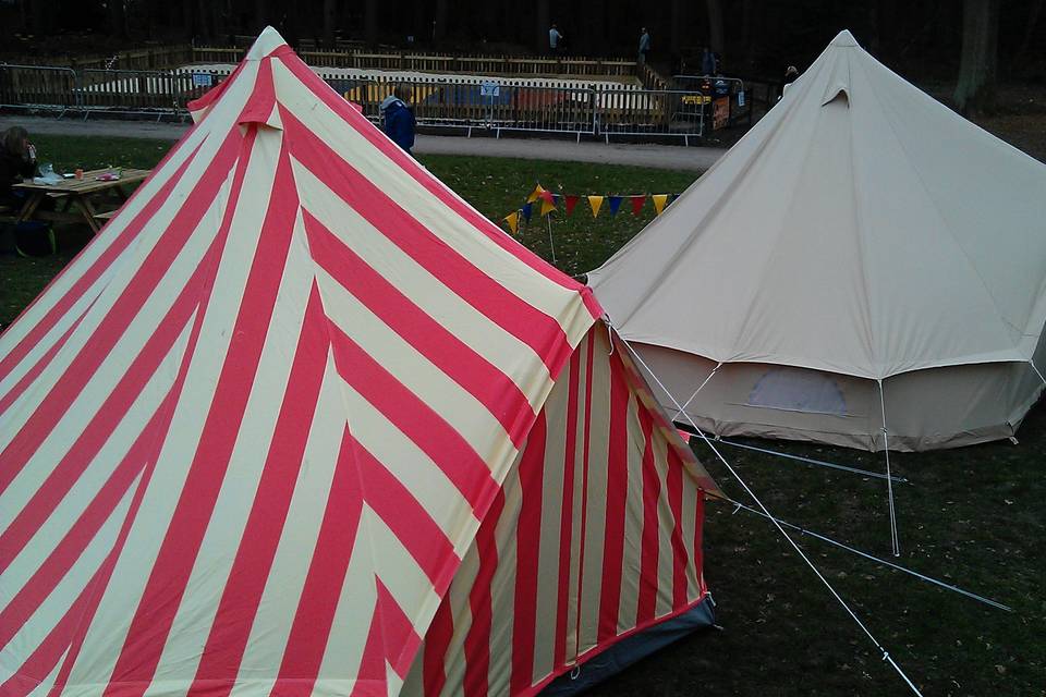 Candy striped bell tent hire