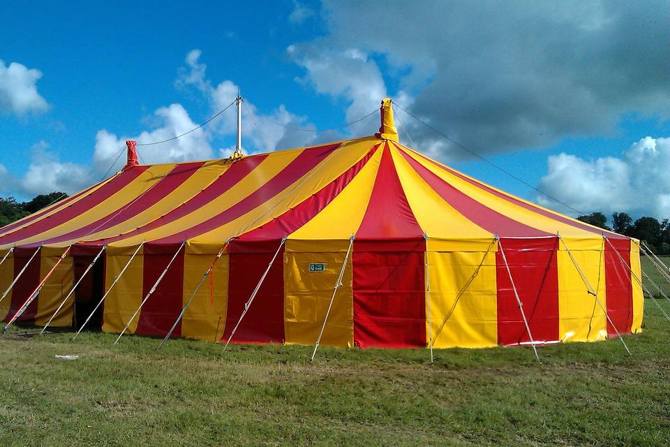 Red and yellow marquee hire