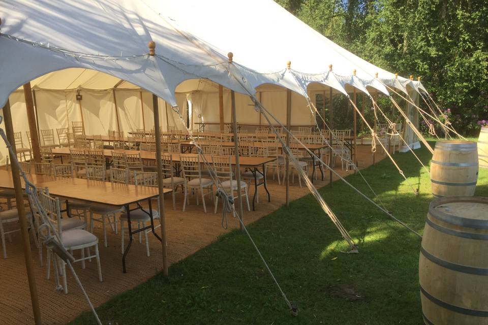 Opefronted petal tent hire