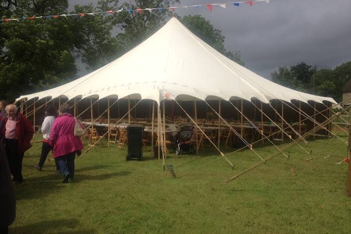 Red and yellow marquee hire