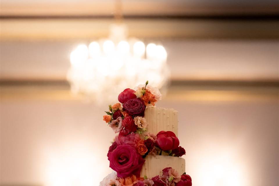 3 tiers with fresh flowers