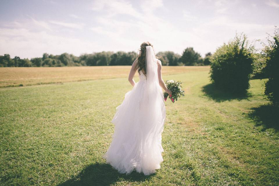 Walking through a field