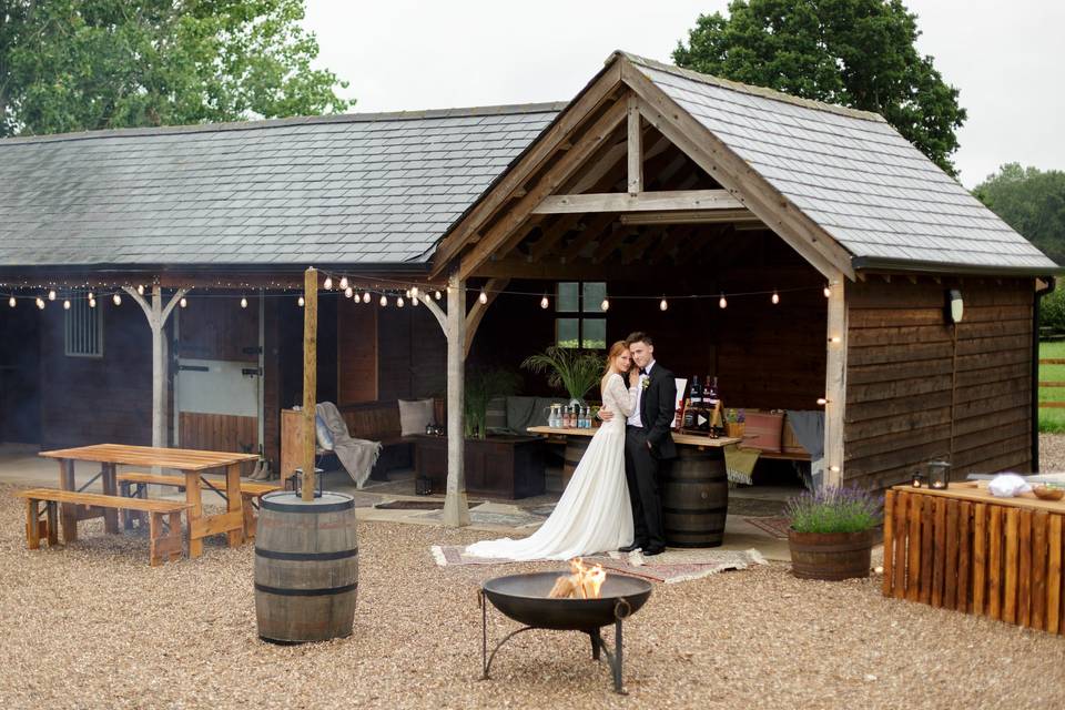 Rustic street food area