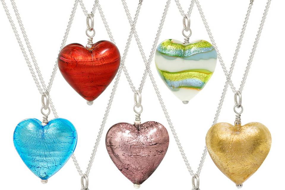 Murano Glass Heart Pendants