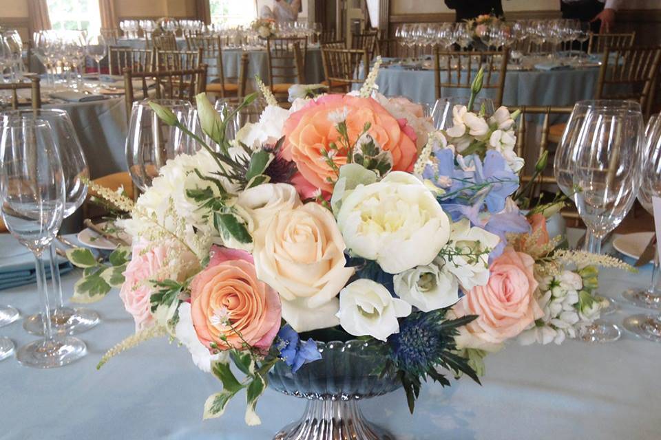 Silver bowl centerpiece