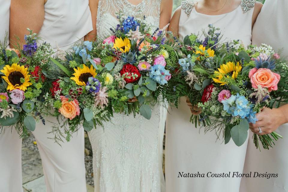 Rustic sunflower bouquets