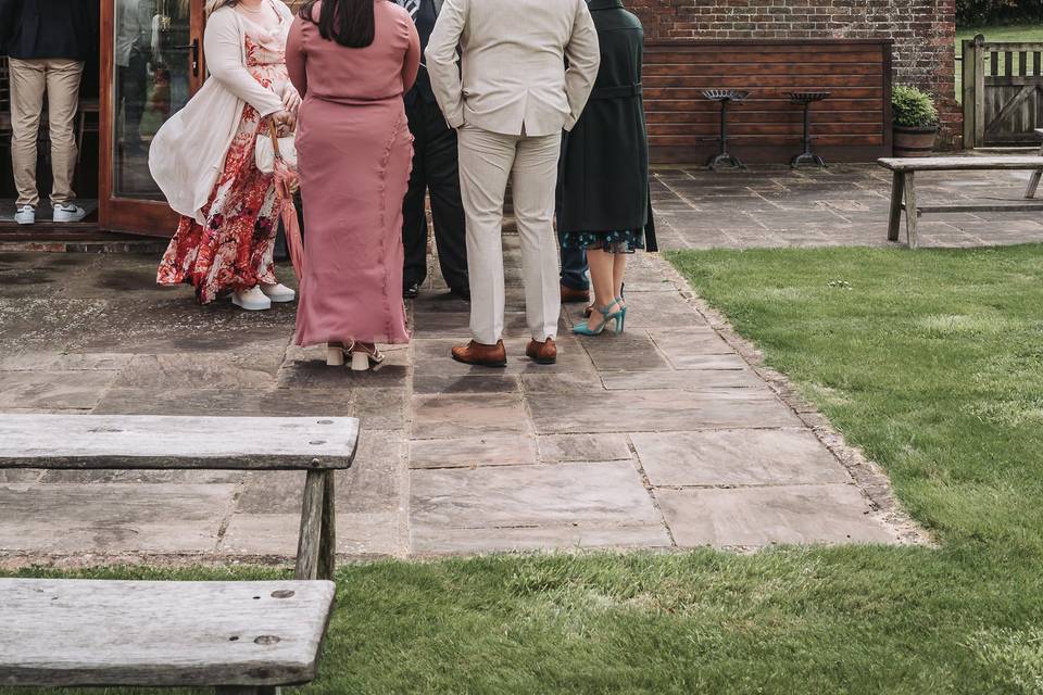 Wedding guests outside