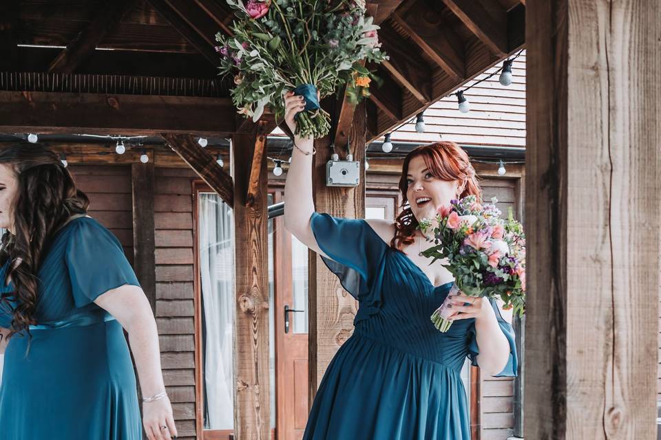 Bridesmaids having fun