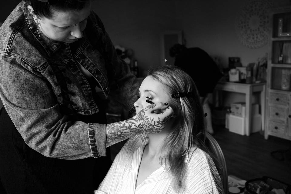 Bridal preparations b&w