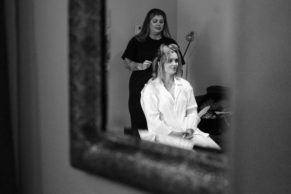 Bridal preparations b&w