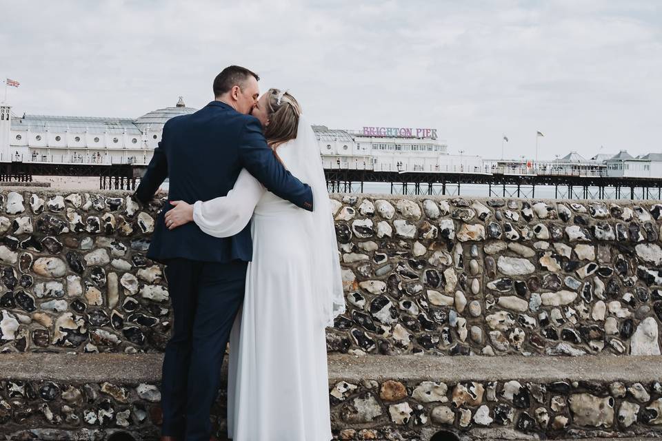 Brighton wedding bride & groom