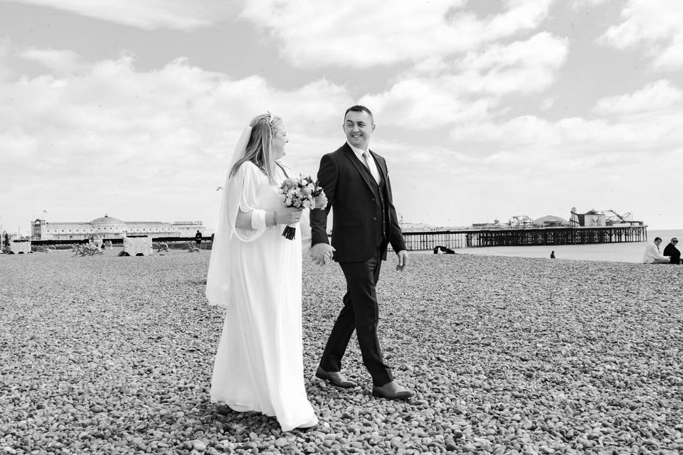 Brighton wedding bride & groom