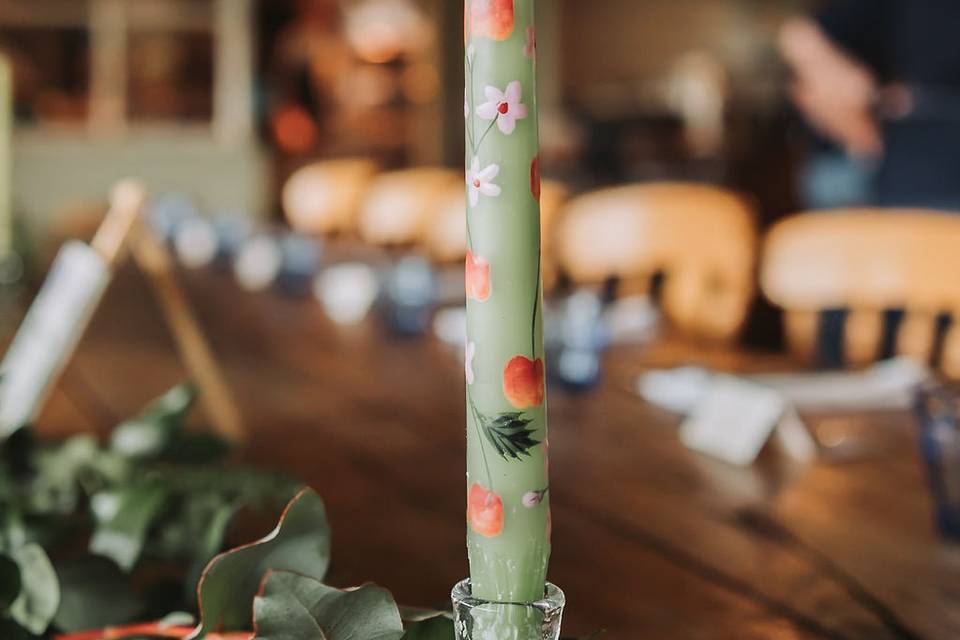 Painted floral candle