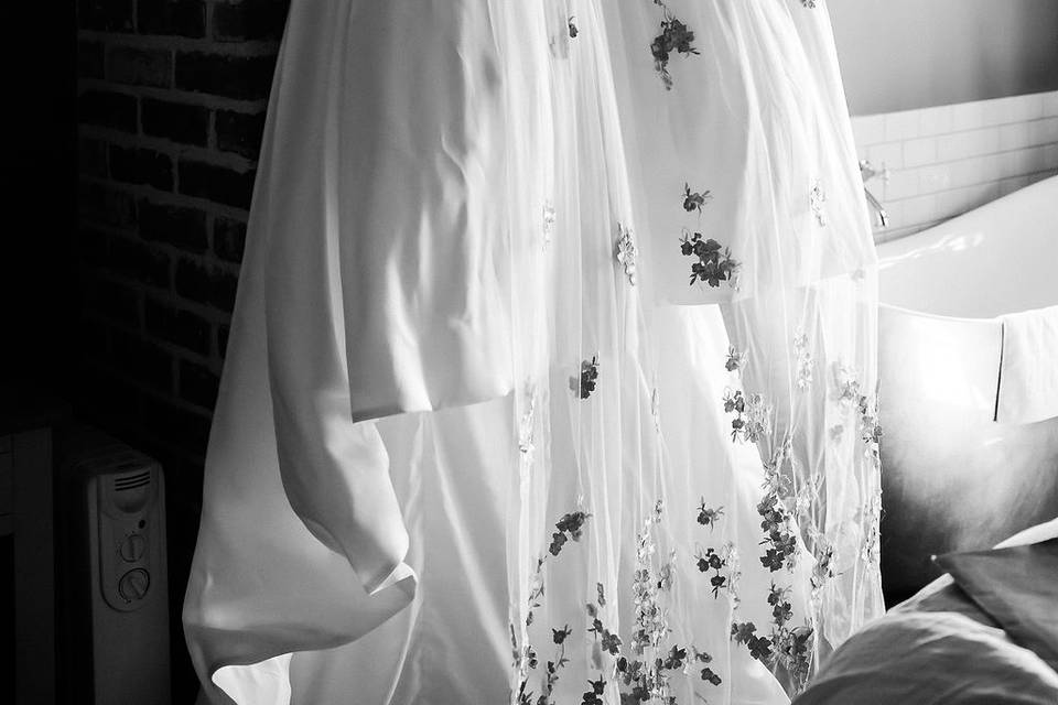 Black and white bridal dress