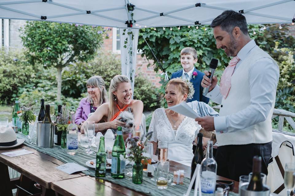 Laughing groom's speech