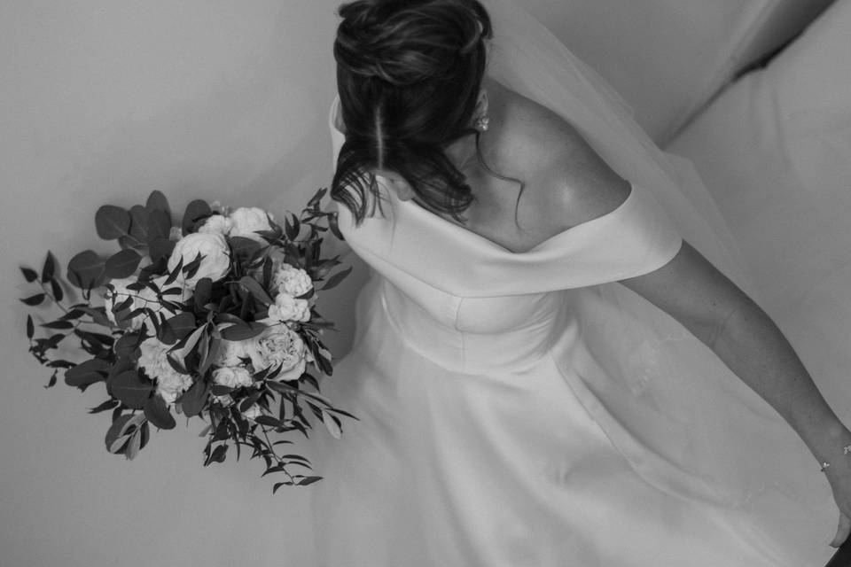 Bride on stairs