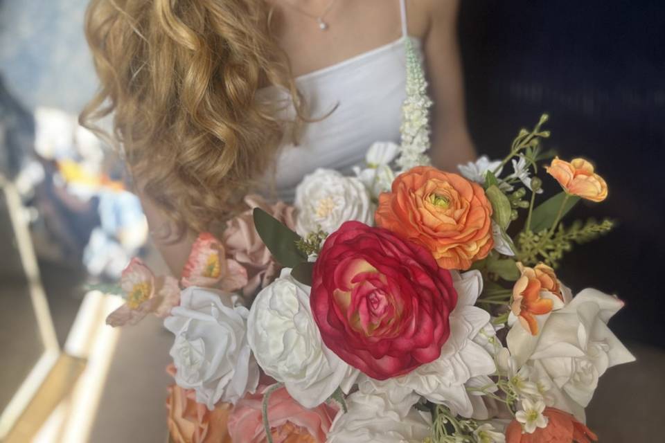 Bridal long flowing hair
