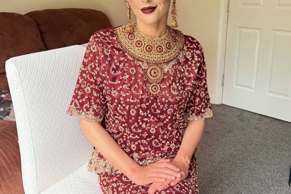 Red classic bridal glam