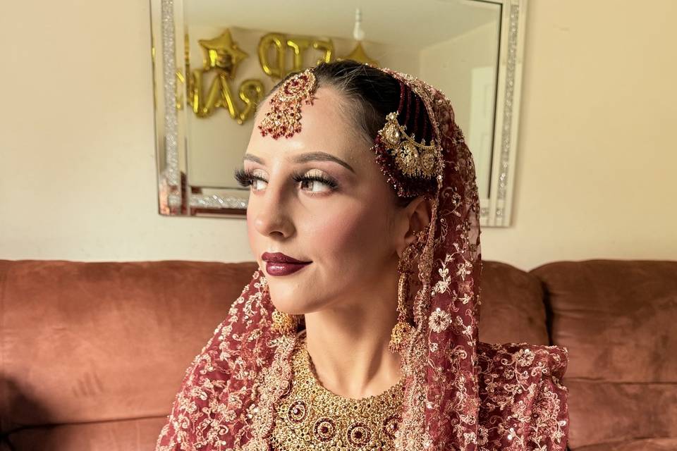 Red classic bridal glam