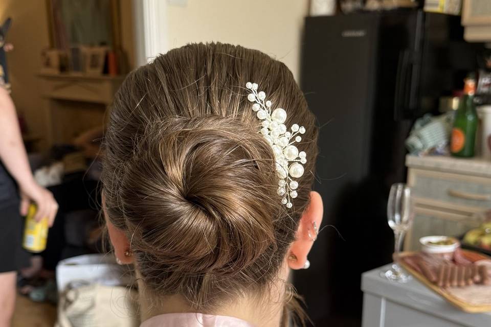 Sleek low bun
