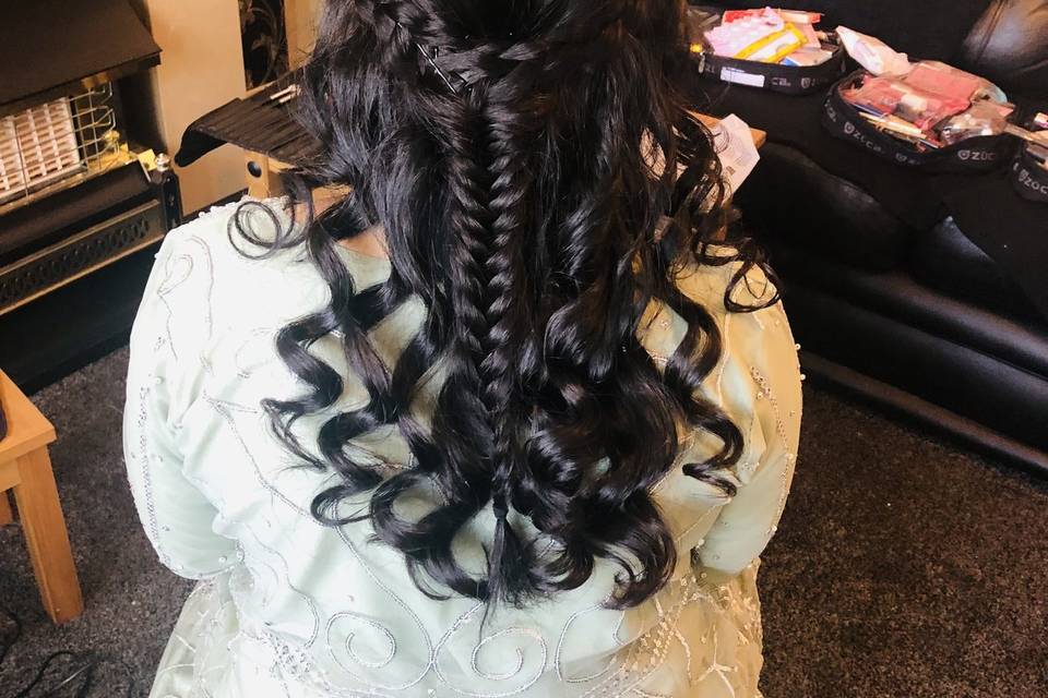 Half up half down with plait