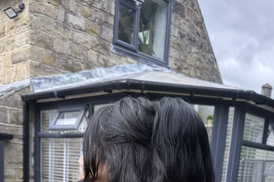 Half up and half down pony