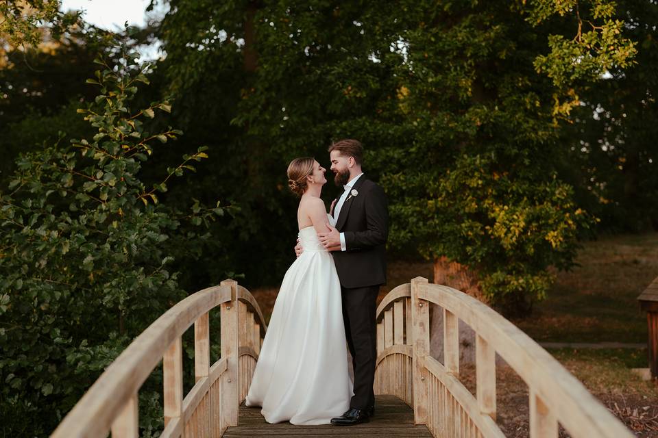 Romantic moment on the bridge
