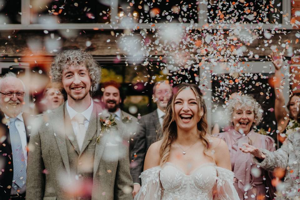 Confetti wedding shot