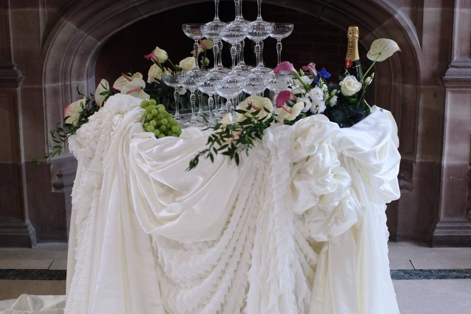 Luxury Draped champagne tower
