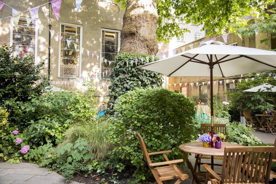 Garden with bunting