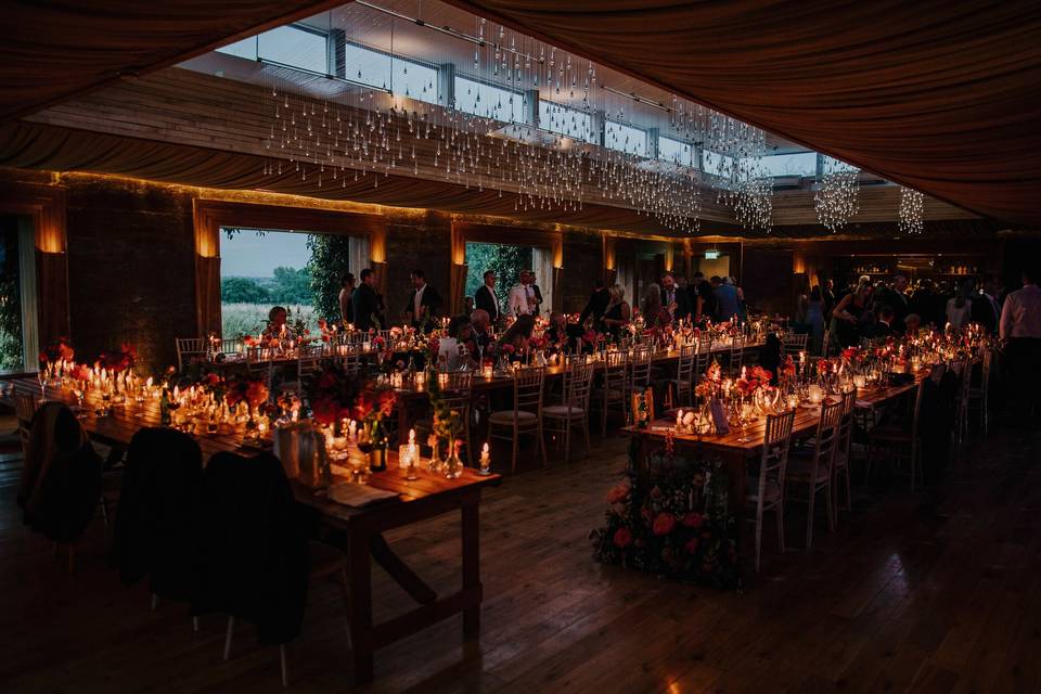 Candlelit wedding reception