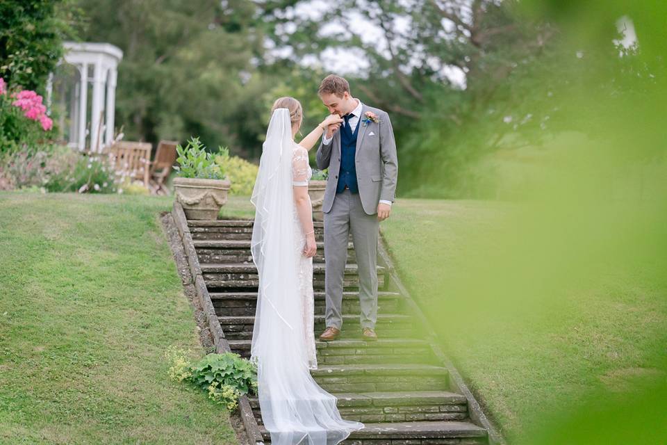 Groom kissing bride