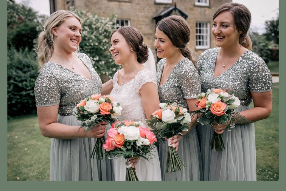 Bride and her bridesmaids