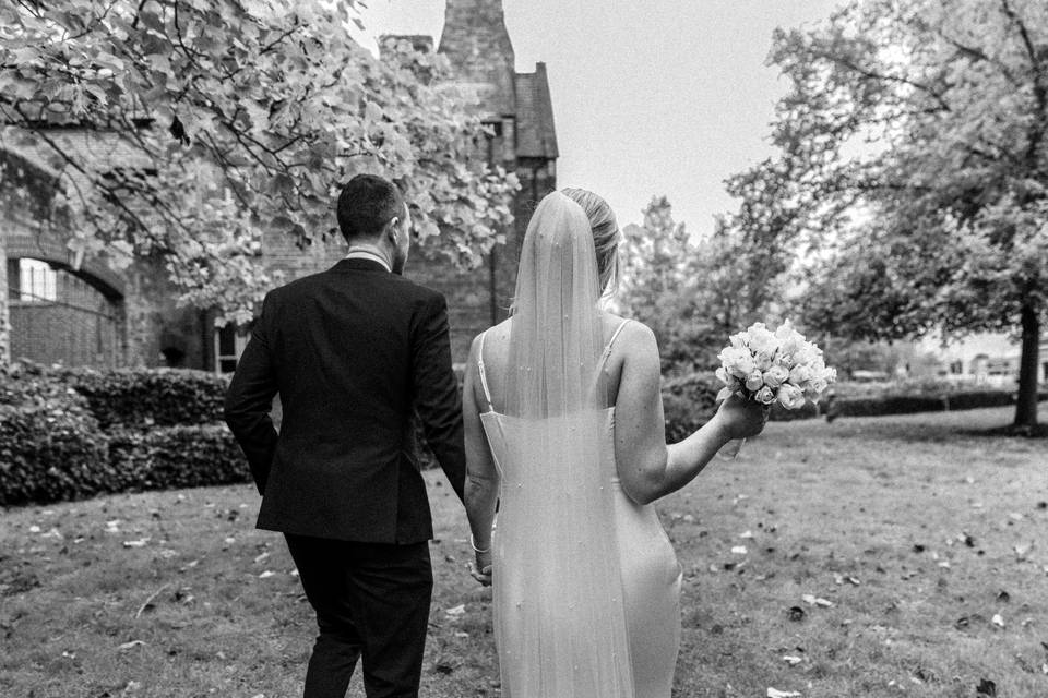 Newlyweds walking