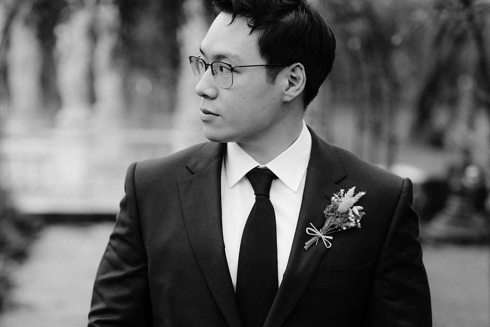 Groom Black and White