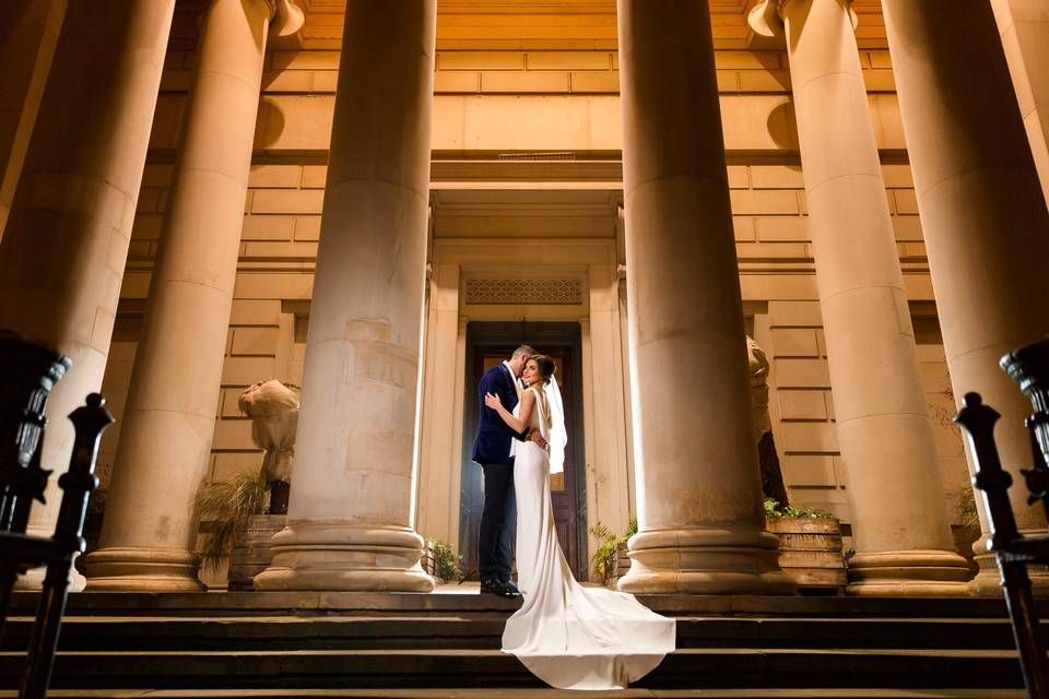 Wedding couple, gallery steps