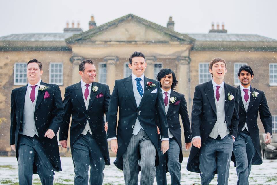 Groomsmen in the Snow