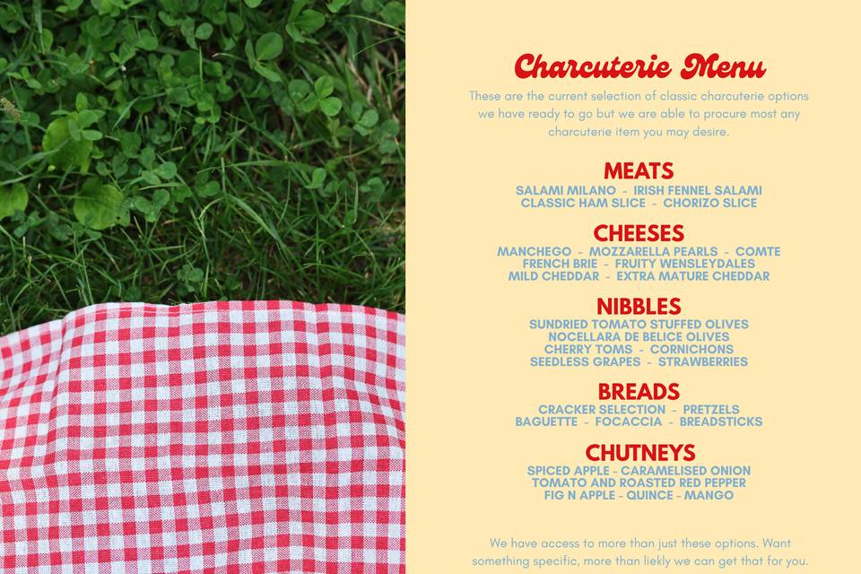 Charcuterie Menu